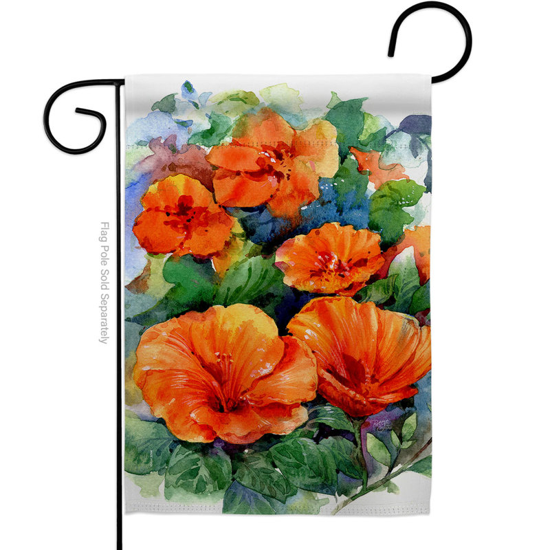 Double-Sided Red and Orange Floral Polyester Garden Flag