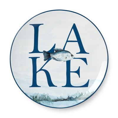 Wake at the Lake 11-Inch Dinner Plate, Rustic Lakeside-Inspired Design, Durable Stoneware, Dishwasher & Microwave Safe, Elegant Nature-Themed Tableware for Everyday Dining & Entertaining