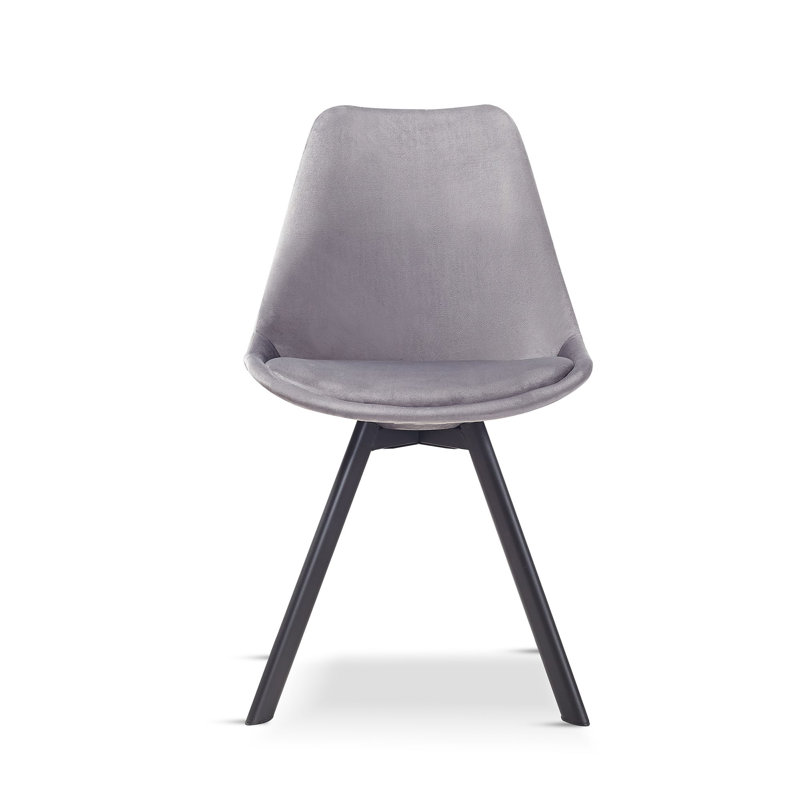 4 Rivas Velvet Upholstered Dining Chairs, Grey, 1