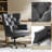 Jacinto Transitional 44.5"H Genuine Leather Wingback Design 360° Swivel Tilting Lock Office Chair with Tufted Backrest-449270416