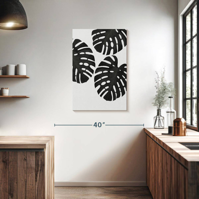 Feuille de Monstera III BW, H 36 po x l 24 po