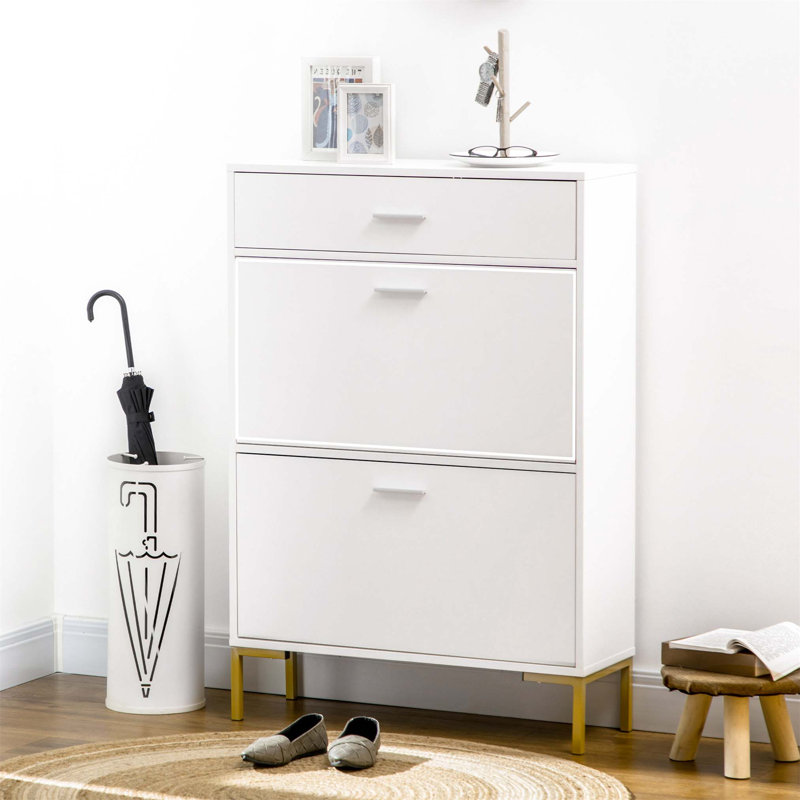 12 Pair Flip Down Shoe Storage, White