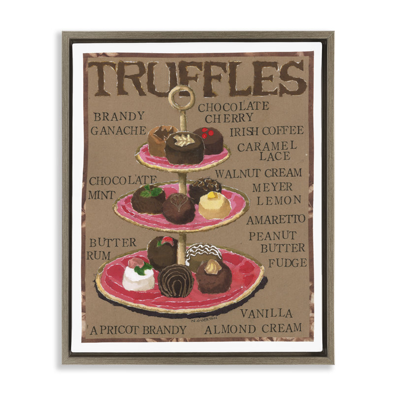 "Assortiment de truffes chocolat", art mural encadré par Nancy Overton, Cadre flottant orme Montalcino, H 21 po x l 17 po