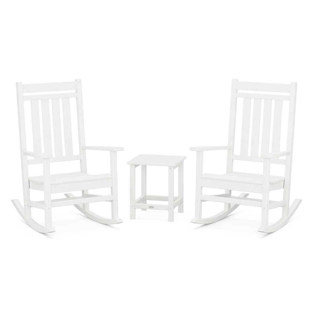 Rocker Estate 3-Piece Rocking Chair Set with Long Island 18" Side Table POLYWOOD® 