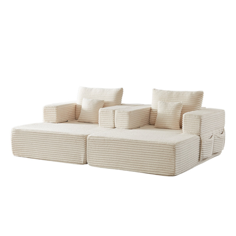 Canapé 91,3 pouces à deux places, Velours côtelé beige