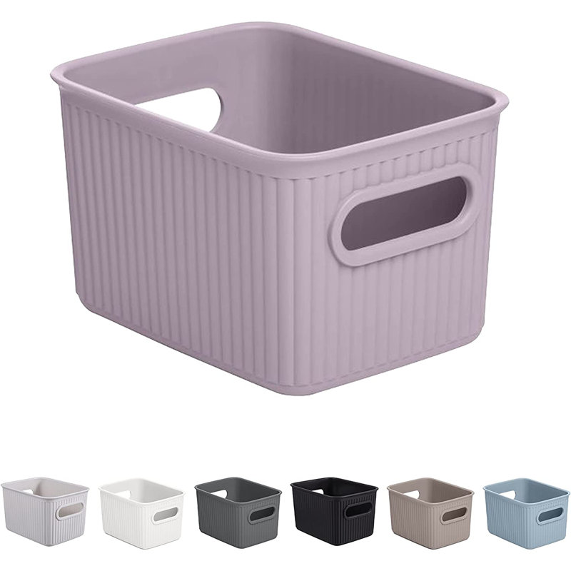 Ensemble de paniers en plastique nervuré, Mauve, 1