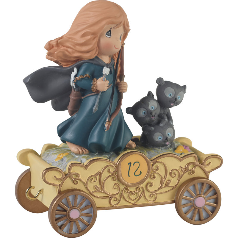 Merida Resin Figurine on Gold Cart with Bears, 4.25 inches