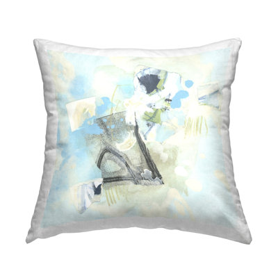 Blue & Grey Abstract Decorative Printed Throw Pillow Design by June Erica Vess