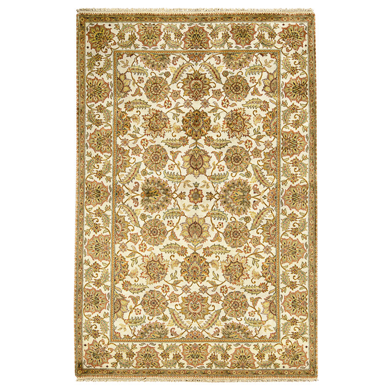 High-Quality Hand-Knotted Ivory Area Rug