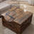 Coffee Table with Storage, Farmhouse Square Storage Coffee Table with Hinged Lift Top, Square Wood Center Table, Cocktail Table with Large Hidden Storage Compartment for Living Room-2101435721-2112243936