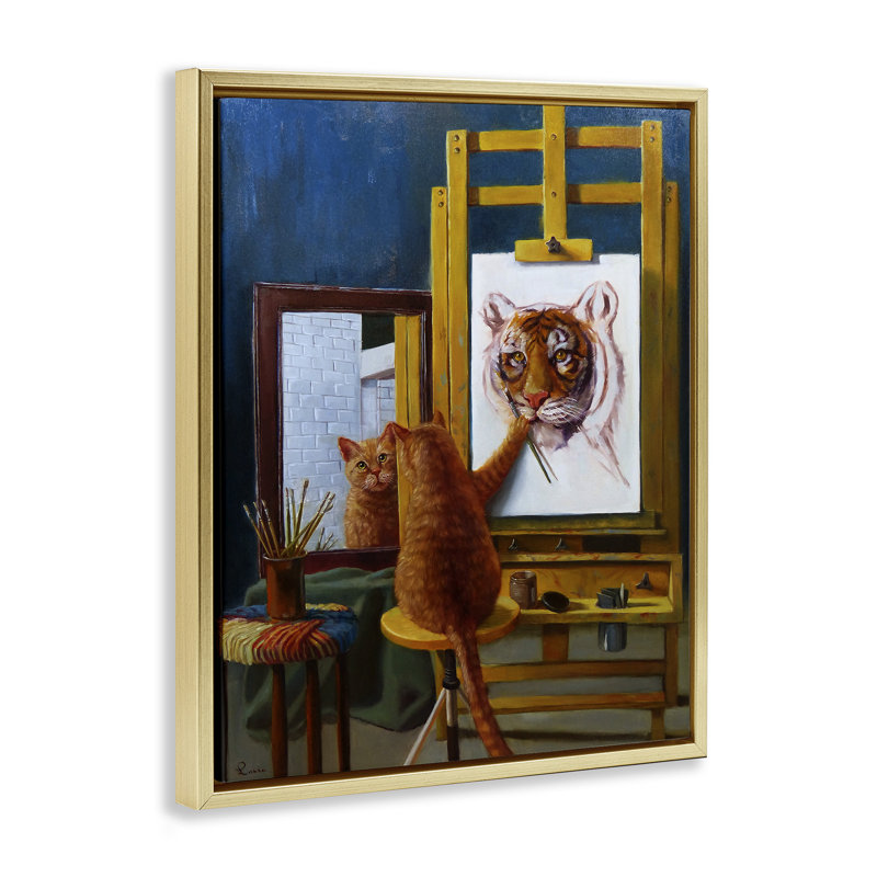 «Cat Confidence Self Portrait Grain Floater», art mural sur toile par Lucia Heffernan pwp-184, H 31 po x l 25 po