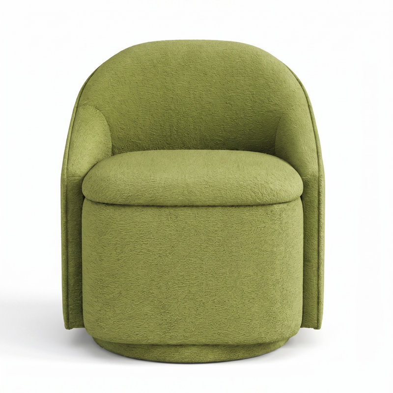  Fauteuil demi-tonneau pivotant avec rangement Aimille, Chenille vert Verna