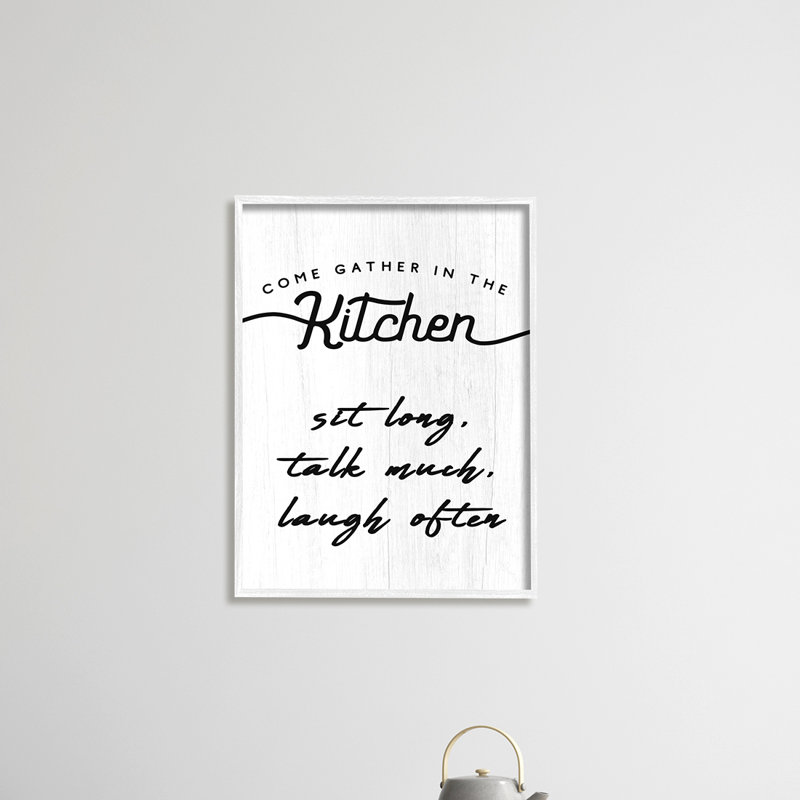 Signe de rassemblement de cuisine, Giclée encadrée blanc bord de mer, H 30 po x l 24 po
