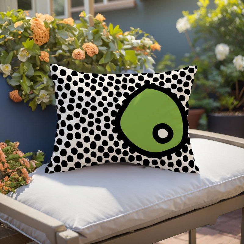 Coussin lombaire réversible intérieur / extérieur Jai Abstract, H 14 po x l 20 po, Chartreuse