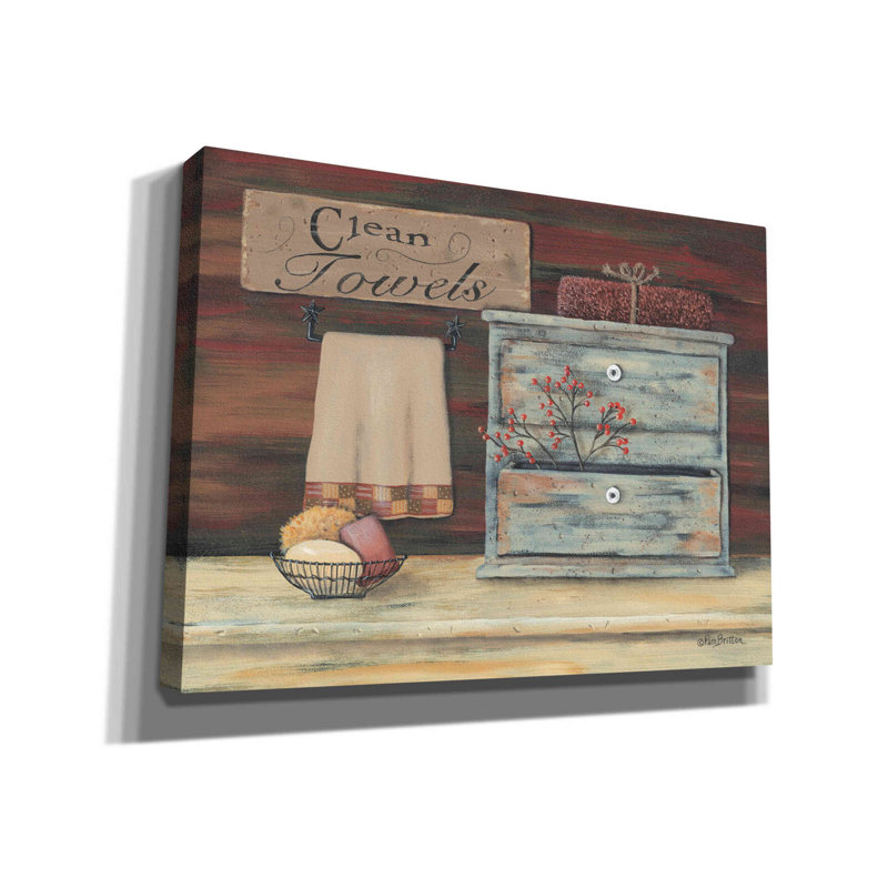 «Clean T serviettes» par Pam Britton, art mural sur toile, H 40 po x l 54 po x P 1,5 po