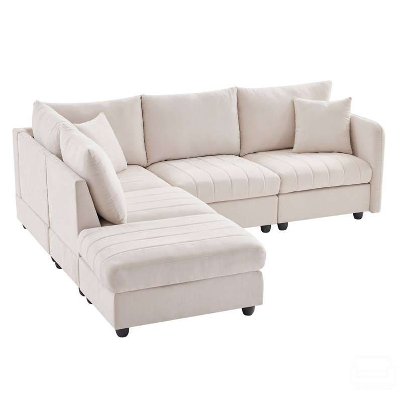 Emmilee Sectional, Beige Fabric