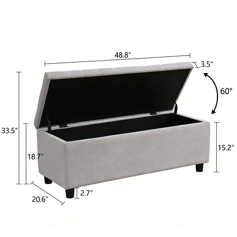 Banc à sac de rangement moderne et minimaliste moderne - grande capacité de rangement, coussin éponge épais, banc à langer multifonctionnel pour le salon et la chambre à coucher