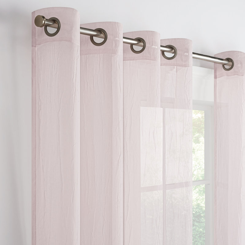 Emina Grommet Polyester Sheer Curtain Single Panel, Blush, 50" W x 84" L
