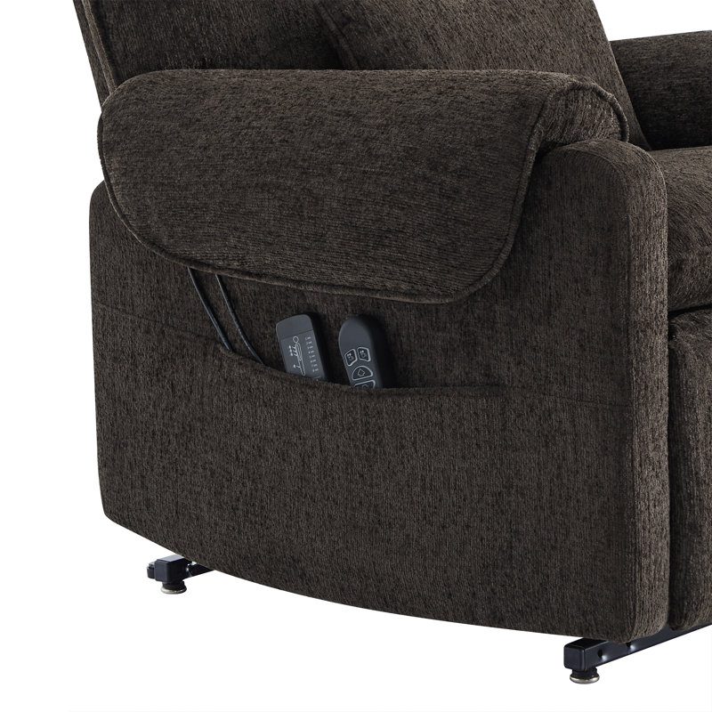 Fauteuil inclinable électrique avec chaleur et massage, Brun foncé 100 % polyester