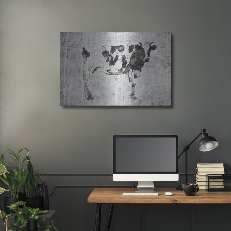 Luxe en métal «Rustic Cow» par Irena Orlov, métal «Rustic Cow» par Irena Orlov, H 24 po x l 36 po