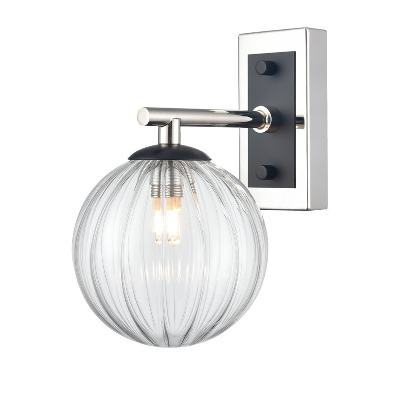 Sihara Wall Bracket, Black/Polish Nickel, White