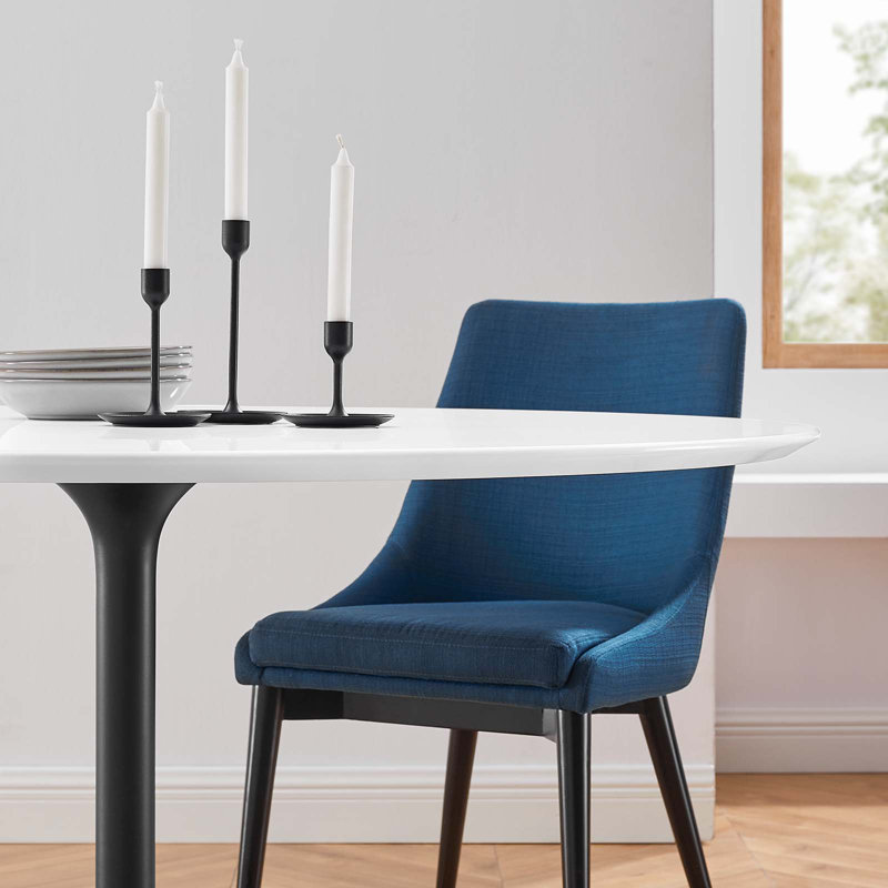 Mid-Century Modern 54" Round Wood Dining Table in Black & White