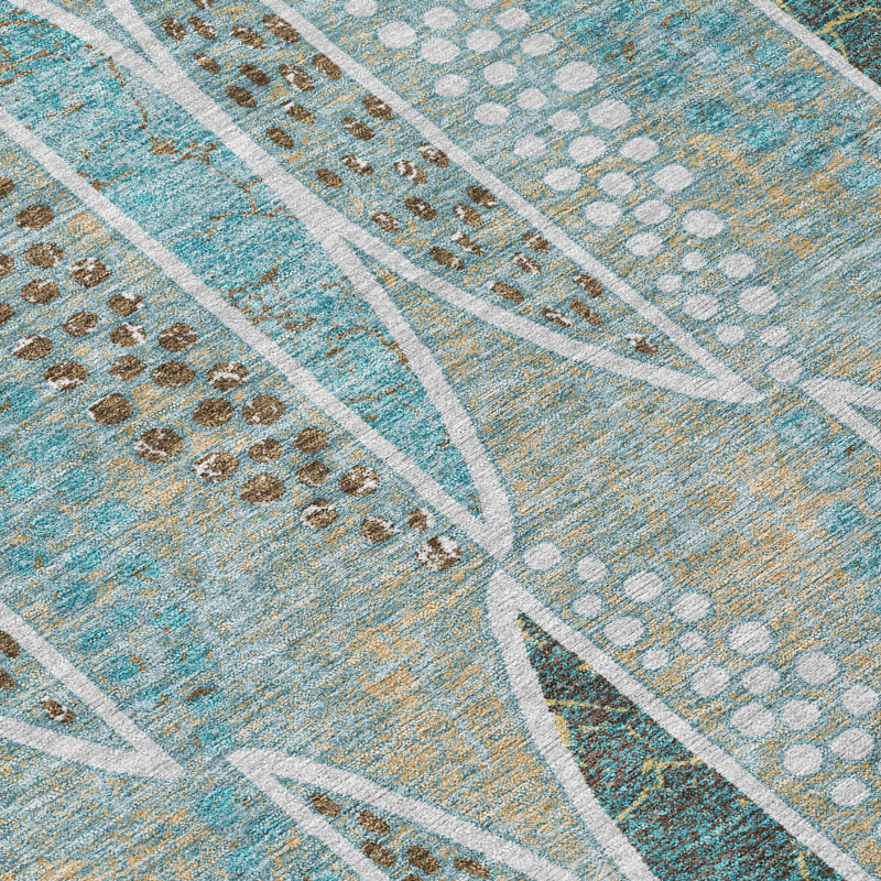 Machine Washable Indoor/Outdoor Chantille ACN2711 Casual Rug, Teal, 8' x 10'