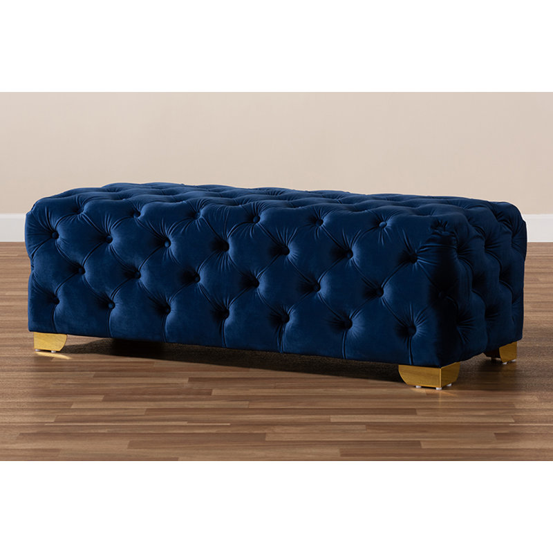 Crotts Velvet Upholstered Bench, Royal Blue