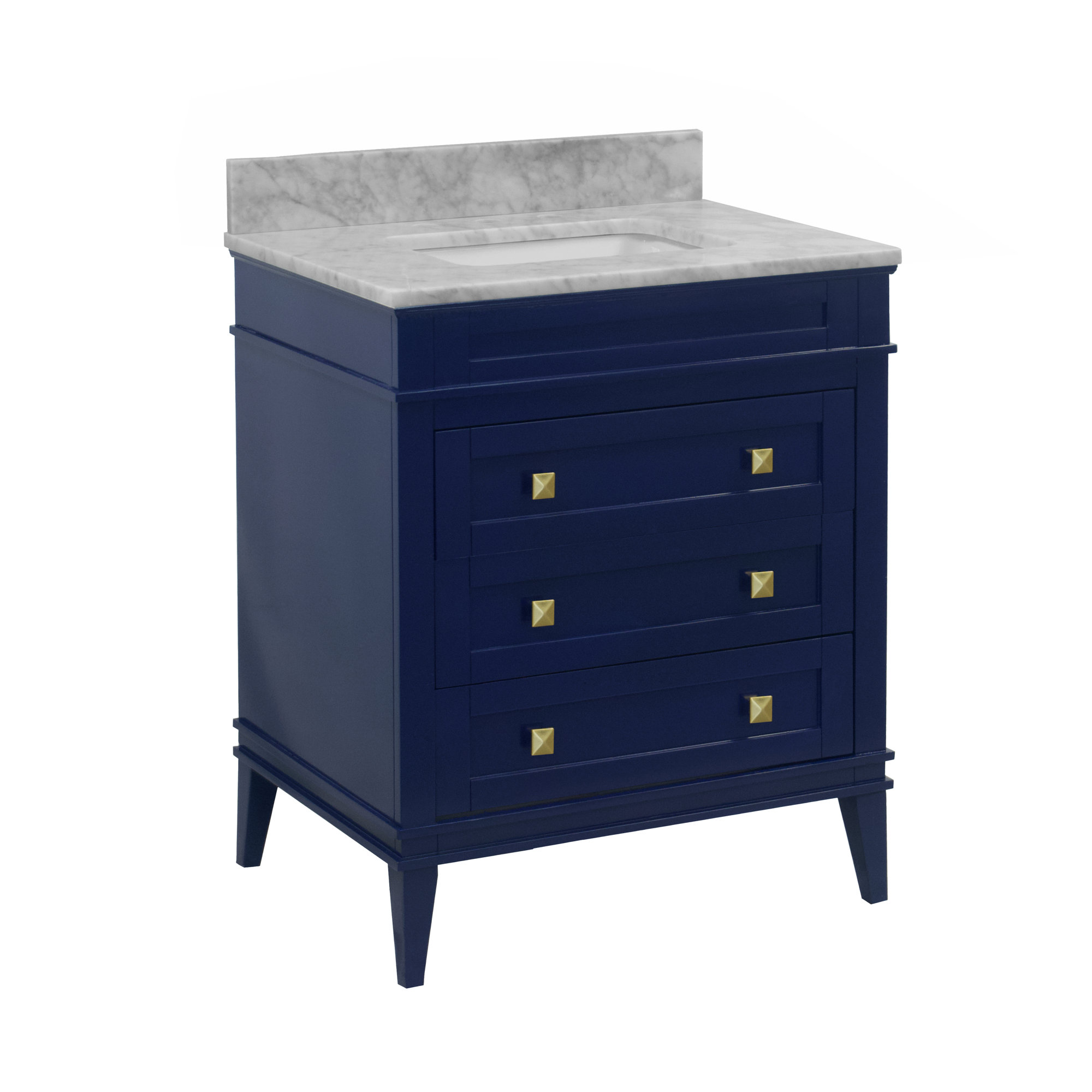 Frankfurt 30'' Single Bathroom Vanity, Royal Blue, Carrara Marble