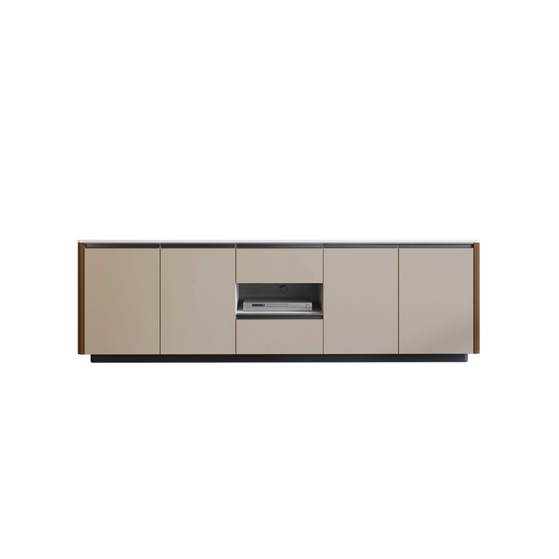 Meuble télé haut de gamme léger et luxueux, 62.99", Brun / blanc-gris