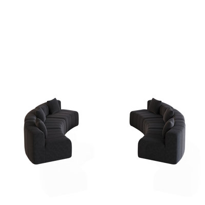 Canapé modulaire incurvé chenille avec 6 coussins Chenille