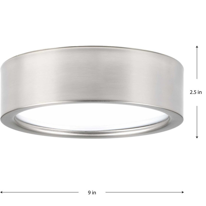 Plafonnier encastré cylindrique simple à 1 lumière Nitesh, Nickel brossé, H 2,5 po x l 9 po x p 9 po
