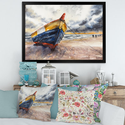 Bateau en bois sur les rives de la Baltique - Peinture sur toile