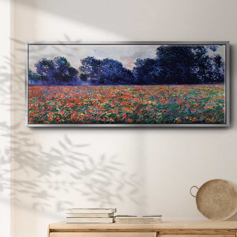 Coquelicots à Giverny, 1887, reproduction d'art sur toile, H 24 po x l 60 po x P 1,5 po, Toile argentée avec cadre flottant