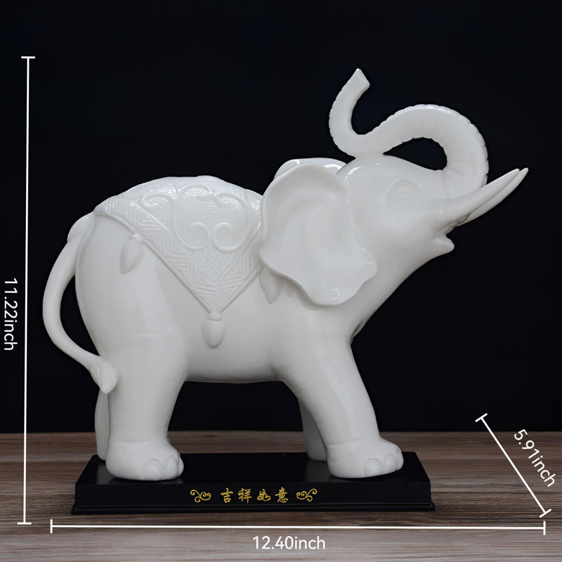Sculpture artistique d'éléphant en céramique - Décoration de maison propice