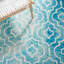 Tapis ivoire / turquoise en laine touffeté à la main à motif géométrique-16766576