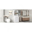 Armoire de rangement blanche avec quatre portes, tiroirs, tablette réglable et six tablettes ouvertes
