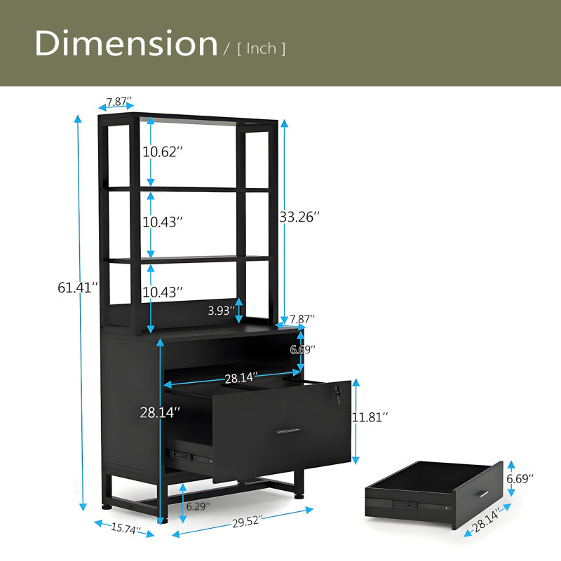 Ample Storage File Cabinet,2-Drawer Cabinet,Sturdy Filing Cabinet, Black