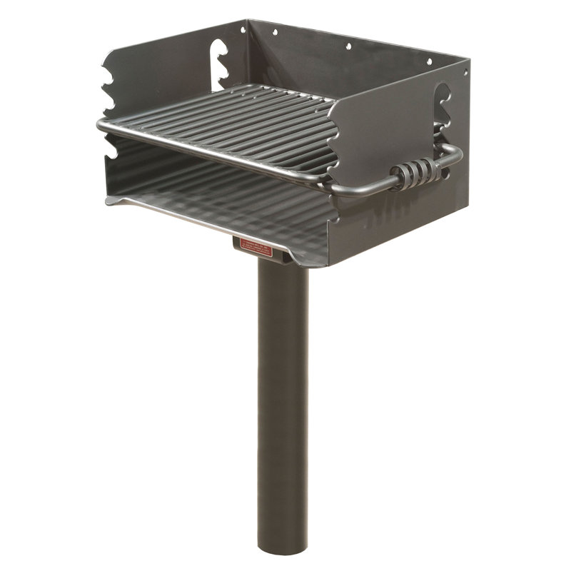 Pilot Rock B2 Single Commercial Grade Park Style Portable Charcoal Grill with Smoker