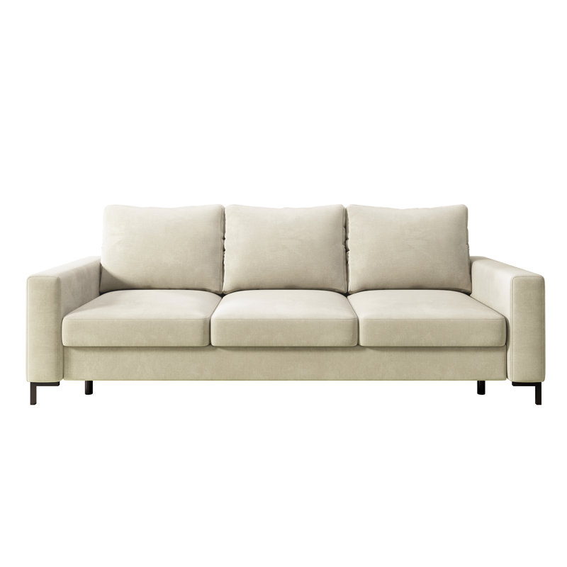 Aleg 3 Seater Velvet Sofa, Beige