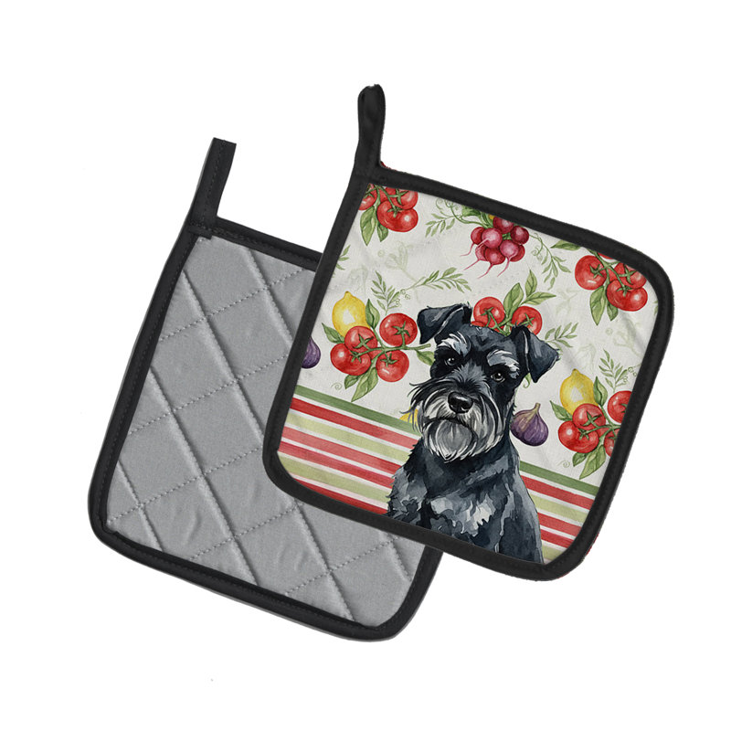 Paire de porte-casseroles noirs en forme de Schnauzer