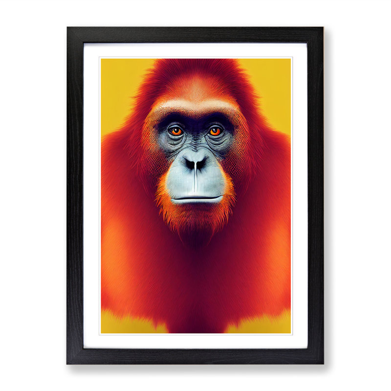 FRM-V0523-1640X Orangutan Art - Picture Frame Print, 46cm H x 34cm W x 2cm D, Black