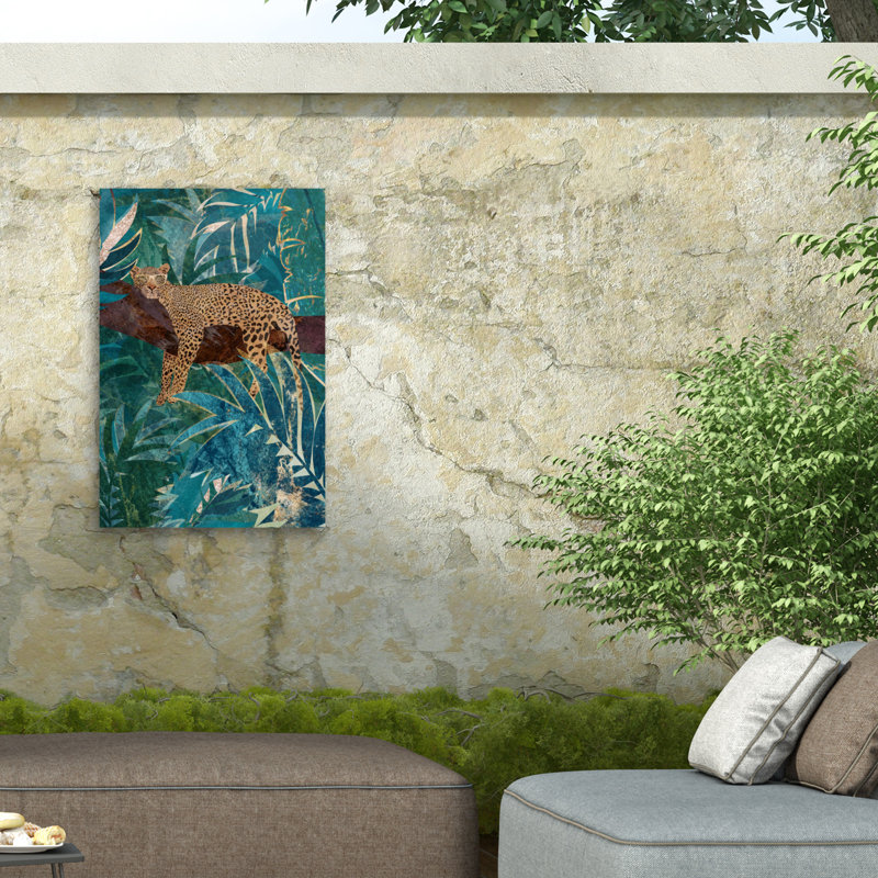 Sarah Manovski  Lazy Leopard In The Jungle Outdoor  Canvas, H 12 po x l 19 po