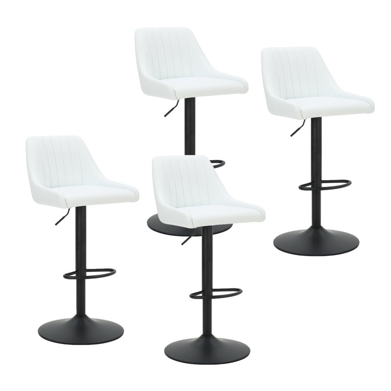 Tabouret réglable en tissu et en métal avec pivot Modern, ensemble de 4 - Noir, Blanc