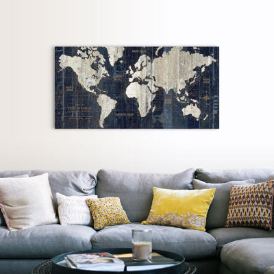 Old World Map Blue - Graphic Art
