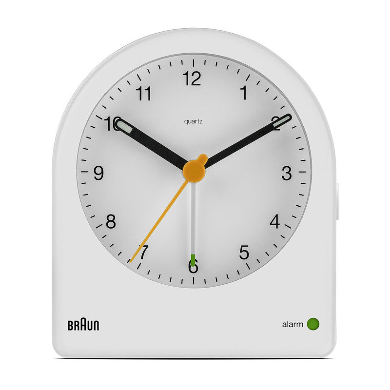 Numerical Quartz Movement / Crystal Tabletop Clock with Alarm, White