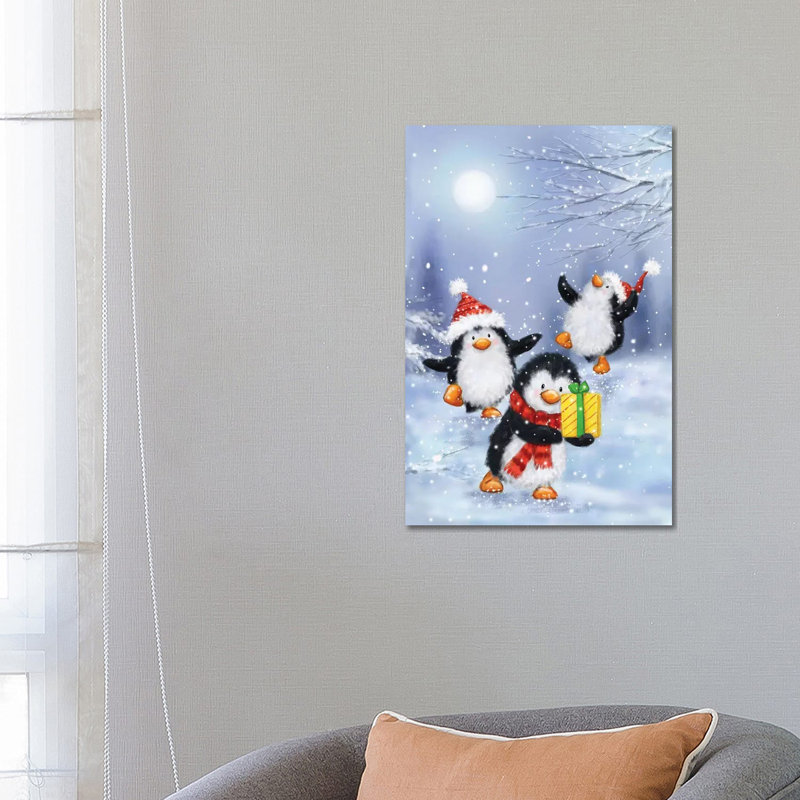 Penguins by MAKIKO - Wrapped Canvas Print, 66.04 cm H x 45.72 cm W x 1.91 cm D