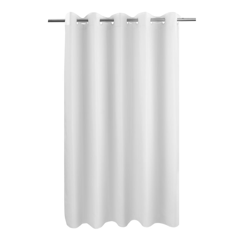No Hook Waterproof Fabric Shower Curtain, White, 74" H x 71" W
