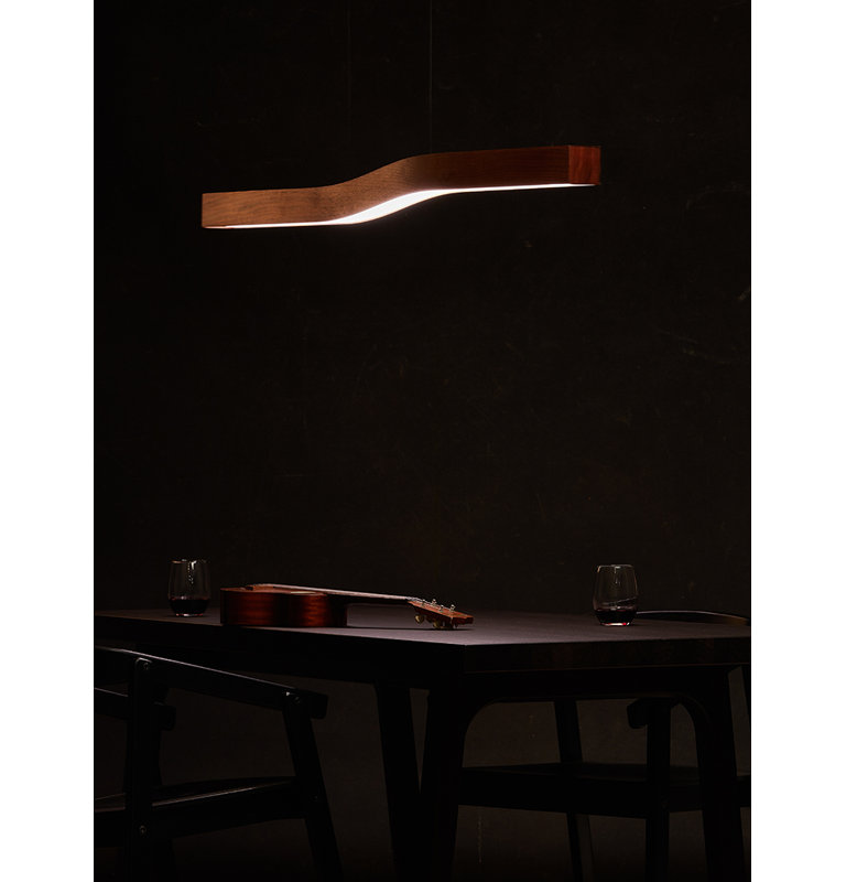 Camur 1 - Light LED Pendant, Dark Stained Walnut, 2700K