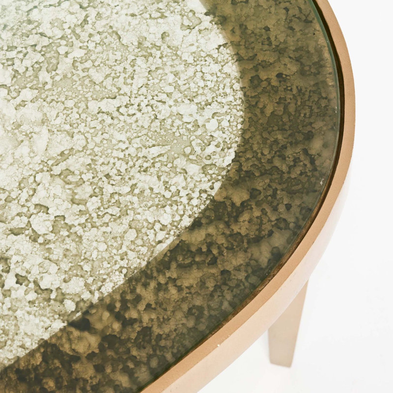 Jan Glass Cocktail Table, Taupe Gray Top/Champagne Base